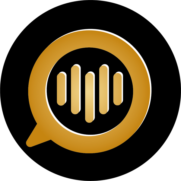 Logo MyVoixli noir et or avec onde vocale